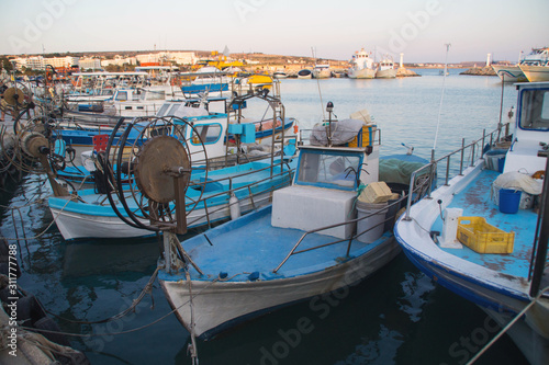 Boats in Ayia Napa marina at sunset, Cyprus