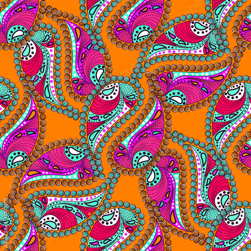 Seamless texture  endless pattern  tribal style ethnic elements paisley . Vector  traditional  ornament