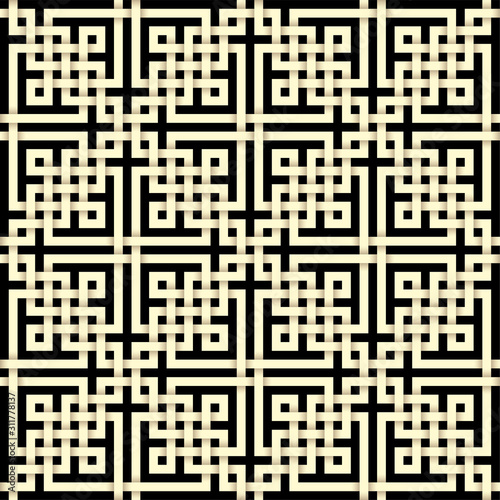 Paper cut seamless pattern in celtic knot style. Tileable vector background with 3D effect.