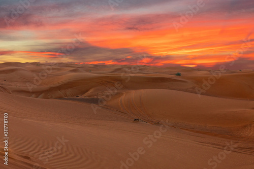 Desert sand - sunset landscape evening sky view  United Arab Emirates  UAE