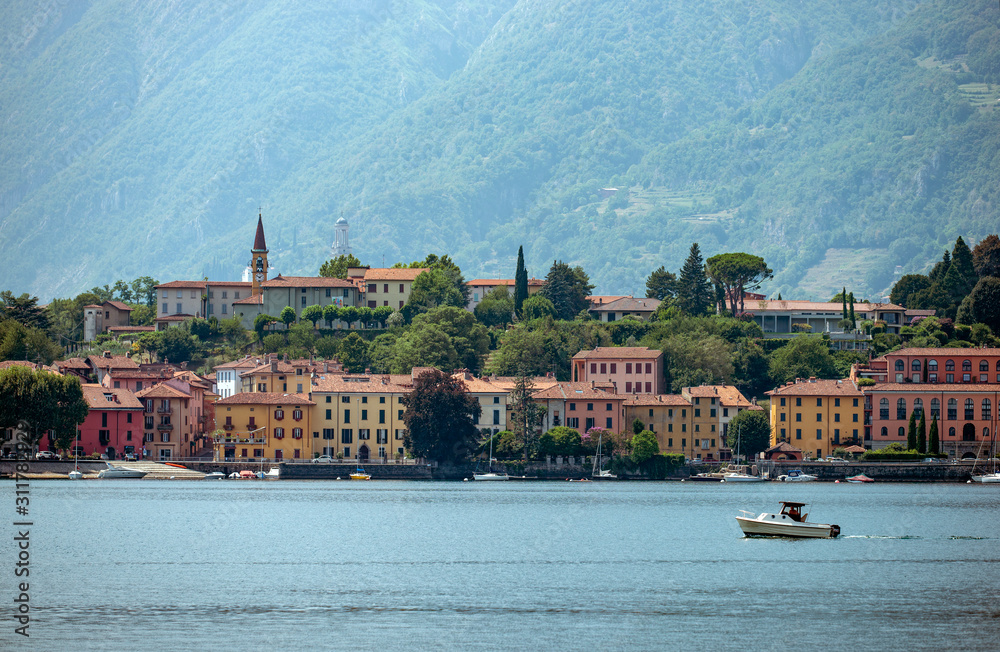 view of old town in  at como lake, italy, italien