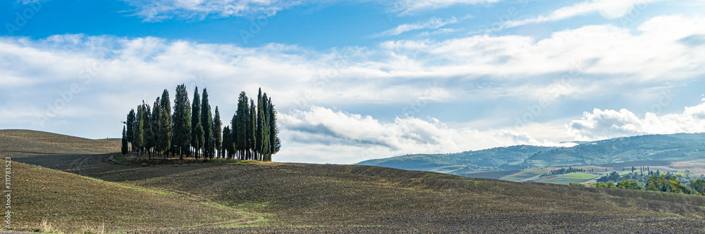 Landscape around Siena called Crete Senesi Siena, Tuscany, Italy. Wide banner