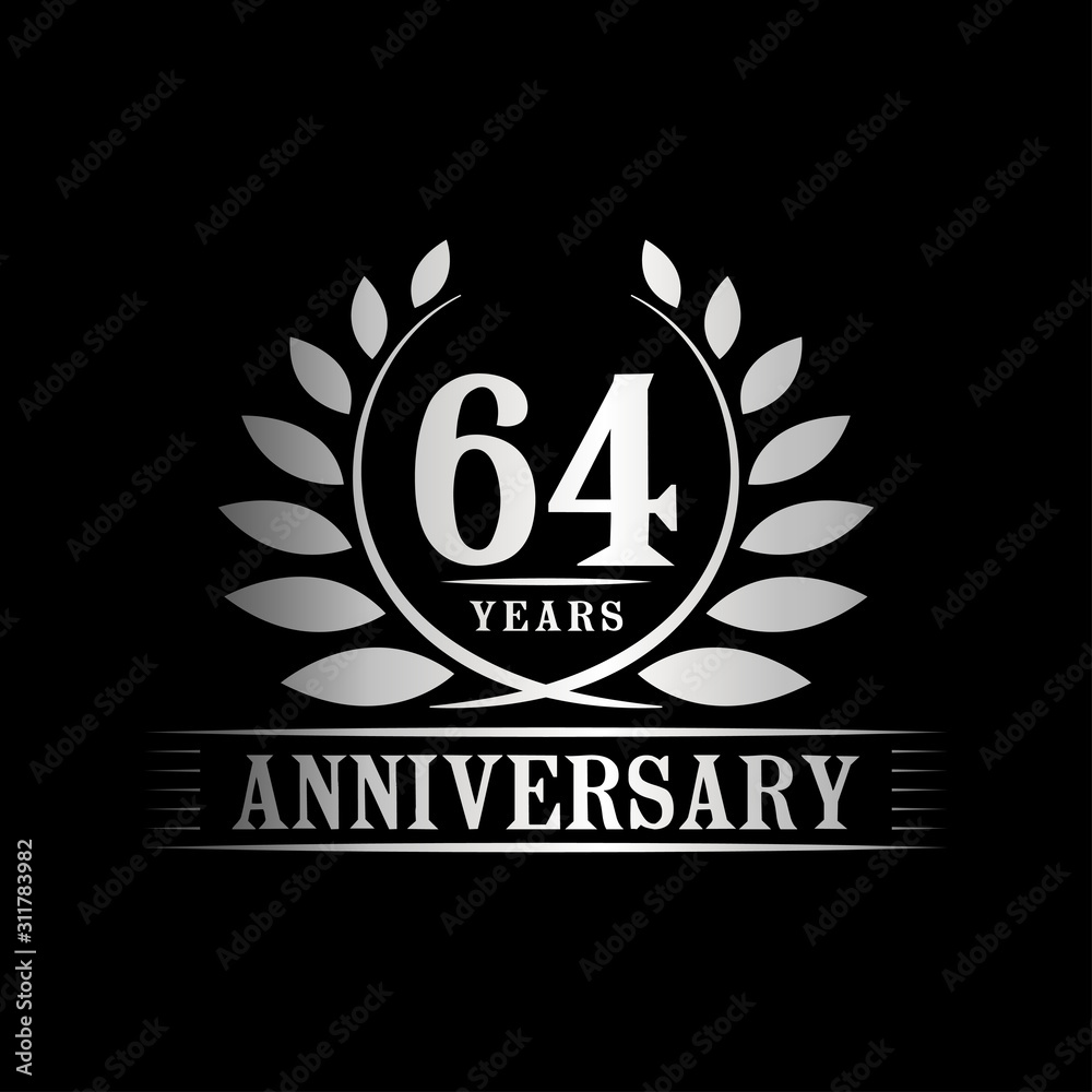 Fototapeta premium 64 years logo design template. Anniversary vector and illustration template.