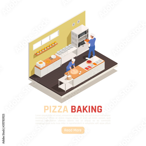Pizza Shop Isometric Composition 