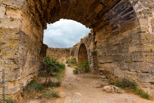 Fototapeta Naklejka Na Ścianę i Meble -  View of Yeni-Kale fortress on shore of Kerch Strait in Crimea