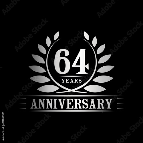 64 years logo design template. Anniversary vector and illustration template.