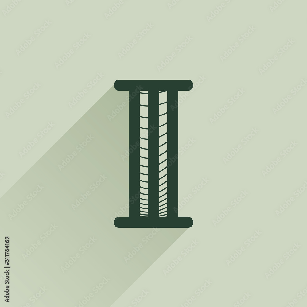 Letter I logo in retro money style with line pattern and shadow. Letter I logo in retro money style with line pattern and shadow.