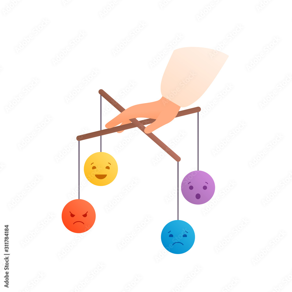 Emotional intelligence concept. Vector flat llustration. Hand holding ...