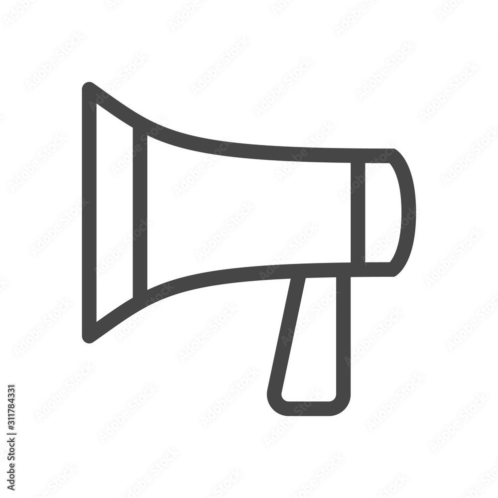 Megaphone, loudspeaker icon in outline style isolated on white background. Vector illustration. Megaphone, loudspeaker icon in outline style isolated on white background. Vector illustration.