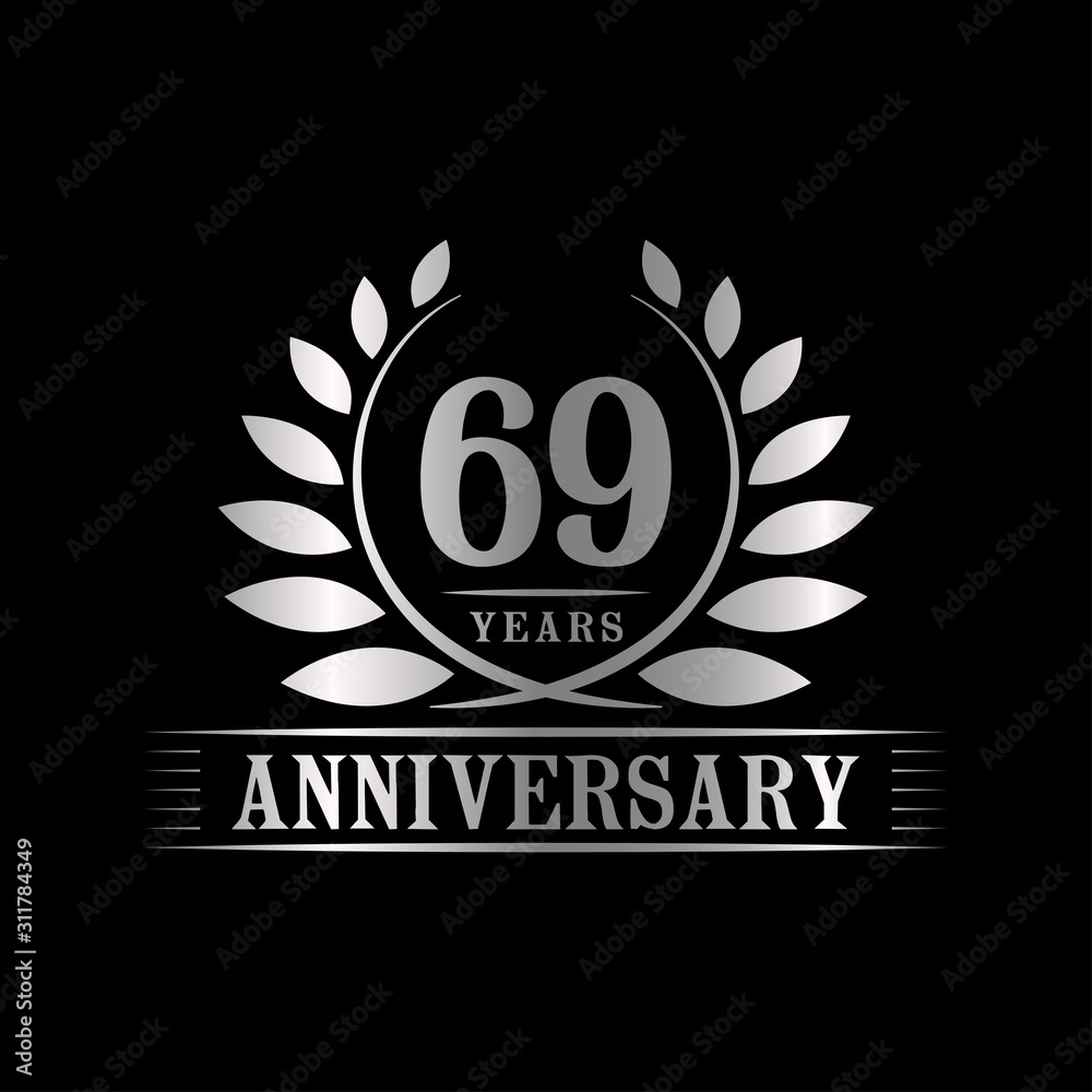 69 years logo design template. Anniversary vector and illustration template. 69 years logo design template. Anniversary vector and illustration template.
