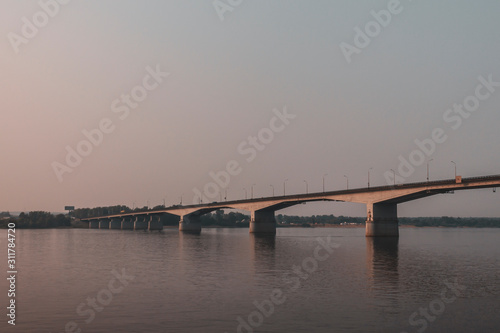 Bridge over the Kama river on sunset © Monktwins