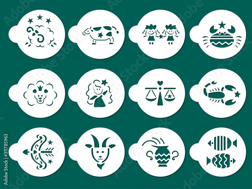 green zodiac stencils art set