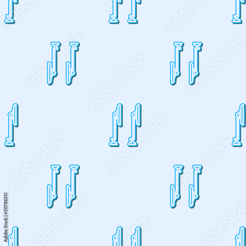 Blue line Windscreen wiper icon isolated seamless pattern on grey background. Vector Illustration