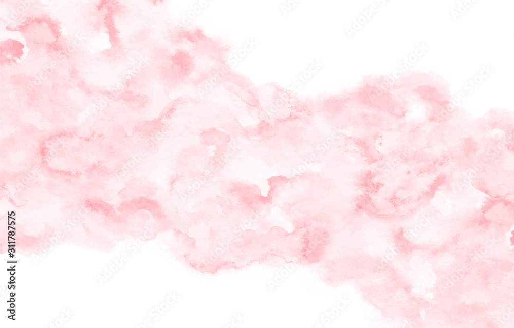 Hand painted vector watercolor texture. Pink abstract background with brush strokes.