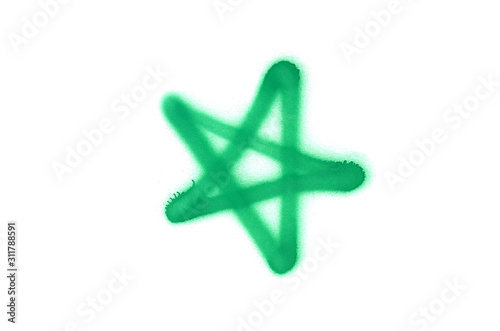 Graffiti star sign sprayed on white isolated background