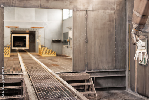 Production line of automobile plant, paint shop. © vadimalekcandr