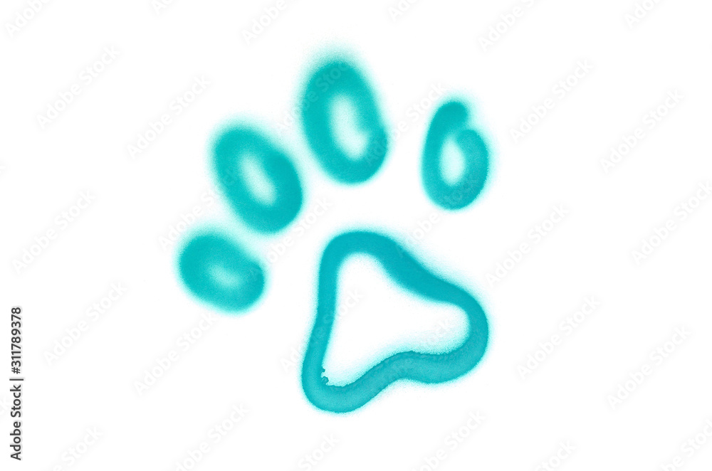 Graffiti pet's paw sign sprayed on white isolated background Graffiti pet's paw sign sprayed on white isolated background