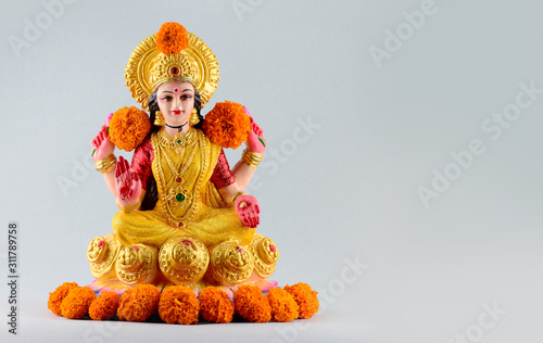 Lakshmi - Hindu goddess ,Goddess Lakshmi. Goddess Lakshmi during Diwali Celebration. Indian Hindu Light Festival called Diwali