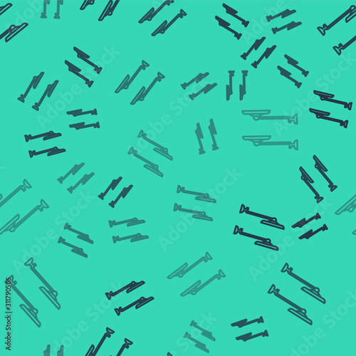 Black line Windscreen wiper icon isolated seamless pattern on green background. Vector Illustration