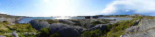 Panoramic view of landscapes and coast the Koster  Sydkoster and Nordkoster islands. Archipielago of Kosterhavets Nationalpark. Stromstad. Bohuslan. Sweden.