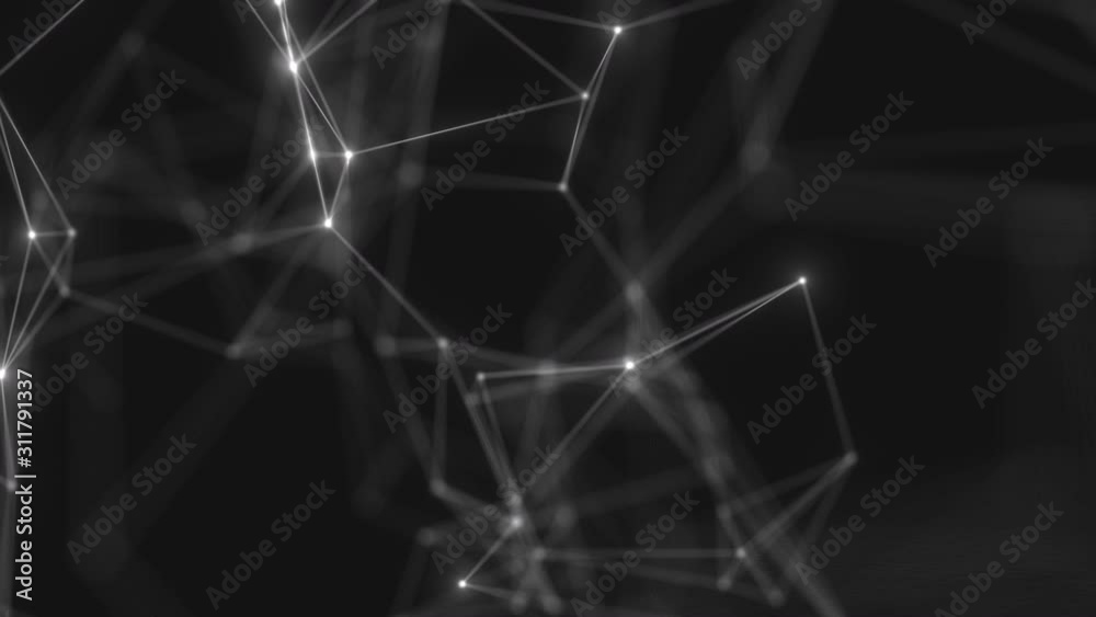 Abstract technology background from animated lines and dots. Looping seamless space geometrical backdrop