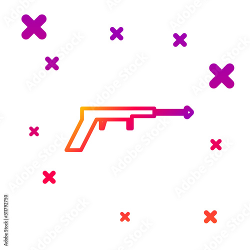 Color line Fishing harpoon icon isolated on white background. Fishery manufacturers for catching fish under water. Diving underwater equipment. Gradient random dynamic shapes. Vector Illustration
