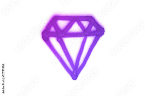 Graffiti gemstone sign sprayed on white isolated background