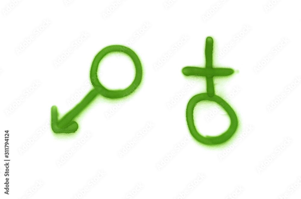 Graffiti gender sign sprayed on white isolated background Graffiti gender sign sprayed on white isolated background