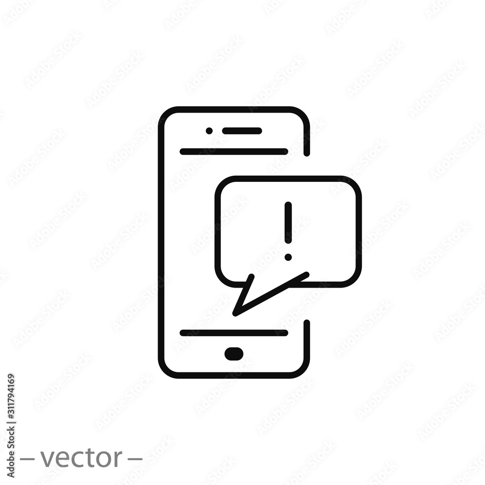 telephone message icon, text sms on phone, phone bubble email, thin line symbol on white background - editable stroke vector illustration eps10 telephone message icon, text sms on phone, phone bubble email, thin line symbol on white background - editable stroke vector illustration eps10