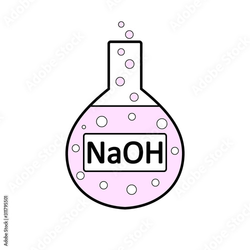 Laboratory glass with sodium hydroxide.