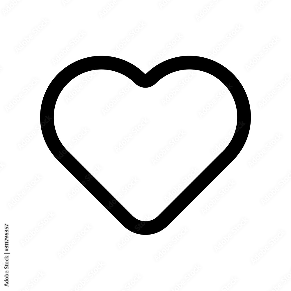 Heart icon. Symbol of love and Saint Valentines Day. Simple flat black thick outline vector shape Heart icon. Symbol of love and Saint Valentines Day. Simple flat black thick outline vector shape