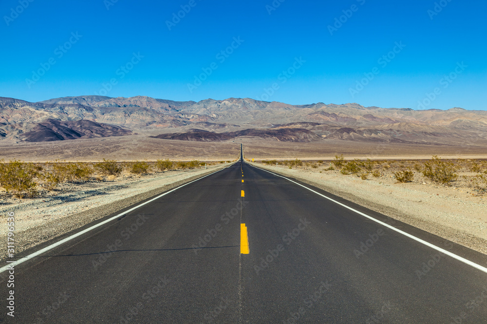 street through the death valley desert