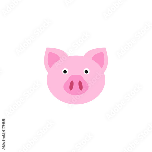 Piggy head logo, cartoon pig - vector illustration