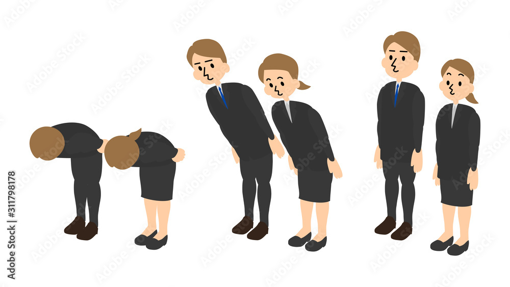 アイソメ男女お辞儀