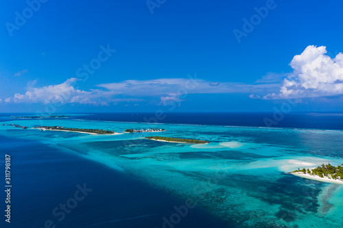 Aerial view, Maldives, South Male Atoll, Bodufinolhu, Maldives Fun Island lagoon