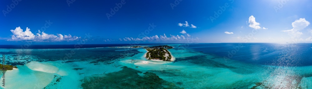 Aerial view, Maldives, South Male Atoll, Bodufinolhu, Maldives Fun Island lagoon
