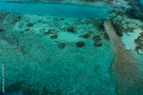 Aerial view, in the outer reef of the South Male Atoll Maldives