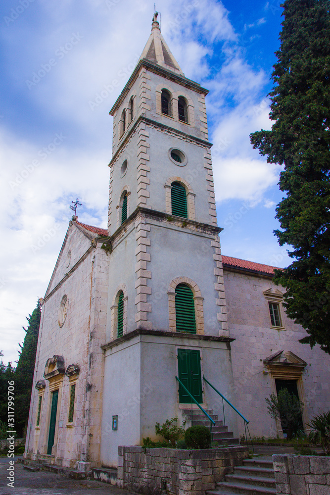 Zlarin, Croatia / 18th May 2019:  Church of Holy Mary in Zlarin Island near Sibenik
