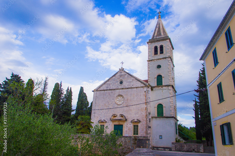 Zlarin, Croatia / 18th May 2019:  Church of Holy Mary in Zlarin Island near Sibenik