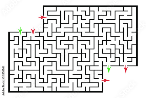 Illustration with labyrinth with places for your images, maze conundrum for kids. Baby puzzle with entry and exit. Children riddle game.