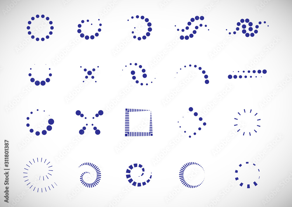 Abstract Dot Circle Icons Set. Halftone Logo Concept. Dotted Circle Isolated - Vector. Creative Icons For Dotted Logo, Tech Icon, Square Element And Logotype. Abstract Circle Dot Technology Logo Abstract Dot Circle Icons Set. Halftone Logo Concept. Dotted Circle Isolated - Vector. Creative Icons For Dotted Logo, Tech Icon, Square Element And Logotype. Abstract Circle Dot Technology Logo