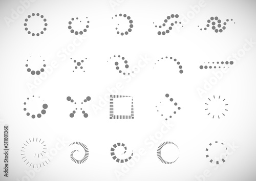 Abstract Dot Circle Icons Set. Halftone Logo Concept. Dotted Circle Isolated - Vector. Creative Icons For Dotted Logo, Tech Icon, Square Element And Logotype. Abstract Circle Dot Technology Logo
