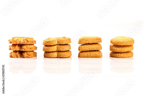  Butter cookies on white background photo