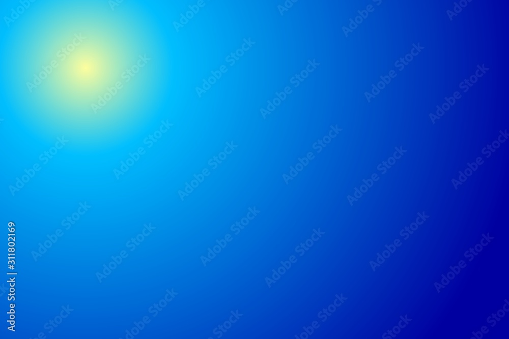 Obraz premium Gradient blue yellow, sun, sky