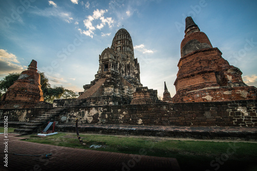 A beautiful view of buddhist temple in Ayutthaya  Thailand.