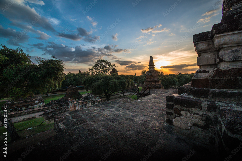A beautiful view of buddhist temple in Ayutthaya, Thailand. A beautiful view of buddhist temple in Ayutthaya, Thailand.