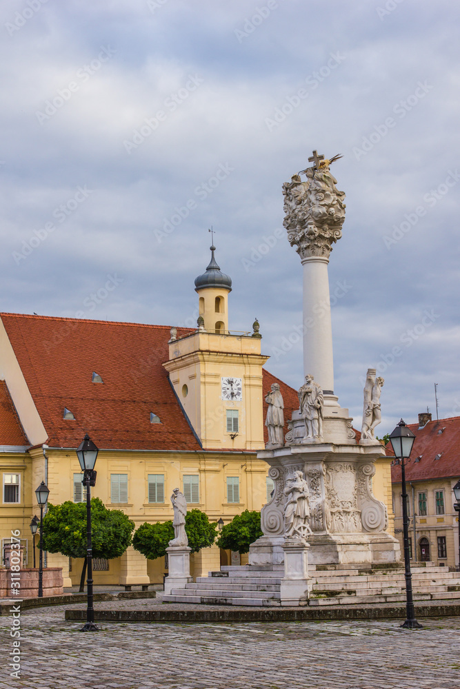 Fototapeta premium Osijek / Croatia: 10th May 2019: Holy trinity square in medieval fortification tvrdja in Osijek