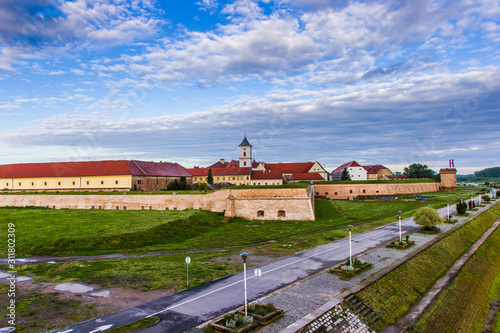 Osijek / Croatia: 10th May 2019: Tvrdja famous fortification at Drava colorful river banks in Osijek