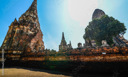 A beautiful view of buddhist temple in Ayutthaya, Thailand.