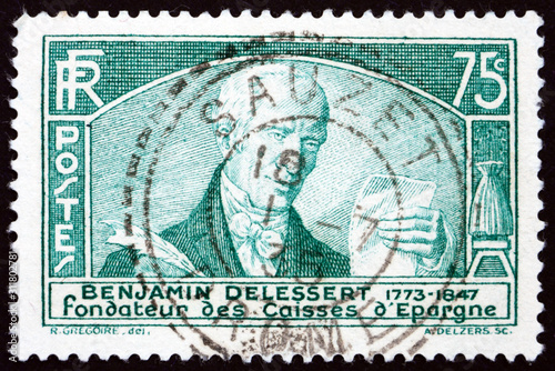 Postage stamp France 1935 Benjamin Delessert, French banker